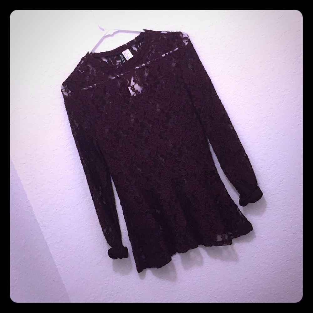 Maroon lace long blouse